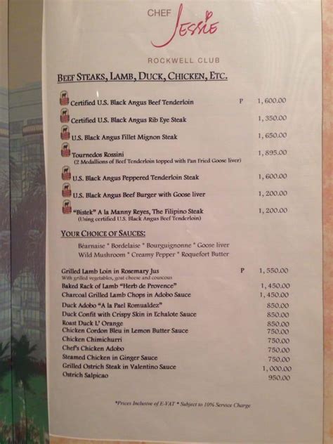chef jessie menu